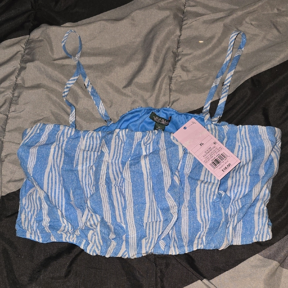 Wild Fable Striped Blue and White Crop Top